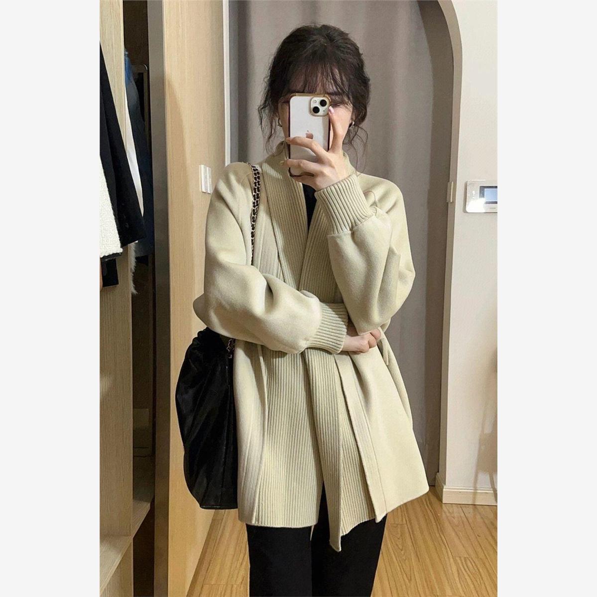 复古日系纯色百搭毛衣外