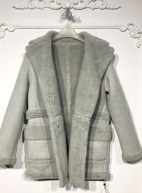 VE系列 8248S138 时尚皮毛一体毛呢外套品牌女装折扣颦薪