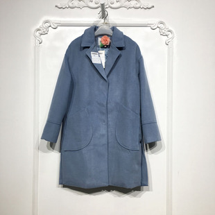 潮系列 D85886 时尚长款毛呢外套品牌女装折扣饕