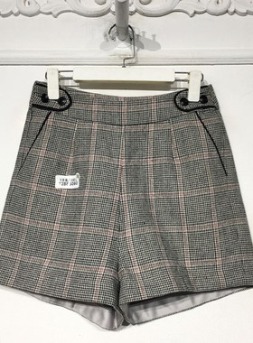 潮系列 8288S060 时尚毛呢短裤品牌女装折扣颦薪
