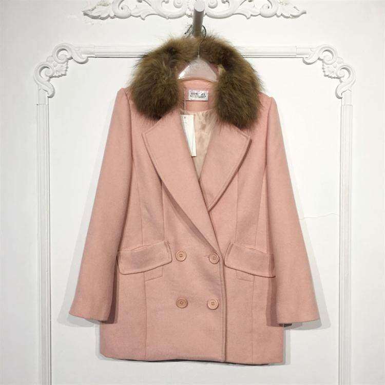 潮系列 8127S007 时尚真毛领毛呢外套品牌女装折扣颦薪,女装/女士精品,毛呢外套,淘宝优惠券,粉丝福利购,淘宝优惠卷