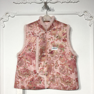 容系列 YB000735 时尚国风新中式夹棉马夹品牌女装折扣颦薪