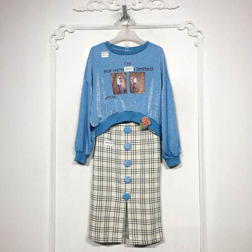 乔系列 D91279 时尚套装两件套品牌女装折扣颦薪啵