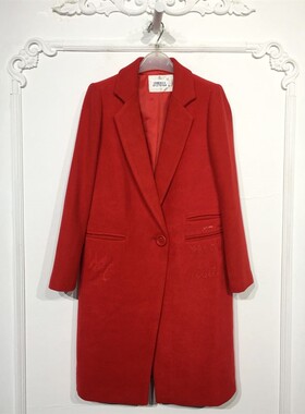 潮系列 8127S164 时尚毛呢外套品牌女装折扣颦薪