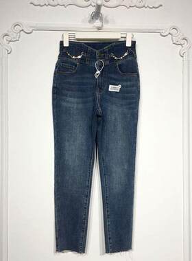 潮系列 8233S153 时尚牛仔长裤品牌女装折扣颦薪