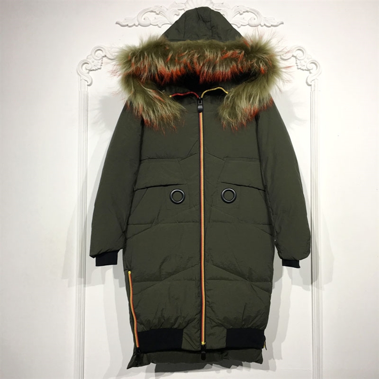 潮系列 8129S148 时尚真毛领长款羽绒服品牌女装折扣颦薪