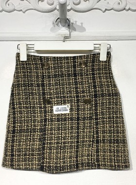 潮系列 8288S066 时尚毛呢短裙品牌女装折扣颦薪