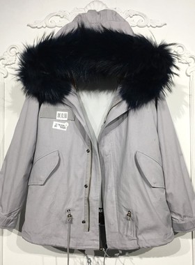 潮系列 8168S020 时尚真毛领真毛内胆派克服品牌女装折扣颦薪