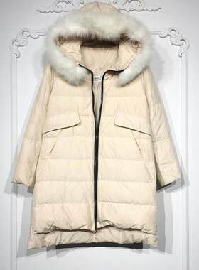 潮系列 8280S097 时尚真毛领羽绒服品牌女装折扣颦薪