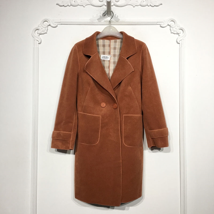 潮系列 8058S277 时尚长款毛呢外套品牌女装折扣颦薪