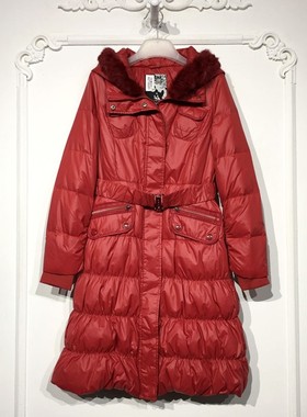 莱系列 8273S251 时尚真毛领羽绒服品牌女装折扣颦薪