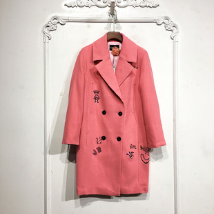 洛M系列 D81365 时尚长款毛呢外套品牌女装折扣颦薪