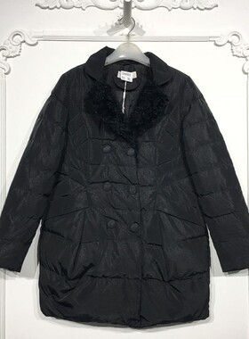 BQ系列 D96908 时尚真毛领长款羽绒服品牌女装折扣颦薪