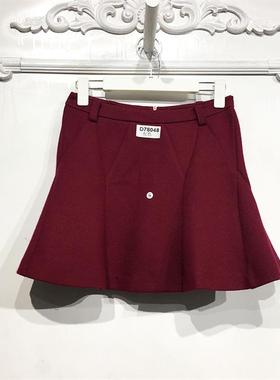 贝QN系列 D78048 时尚毛呢短裙品牌女装折扣颦薪