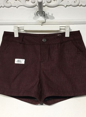 潮系列 8288S065 时尚毛呢短裤品牌女装折扣颦薪