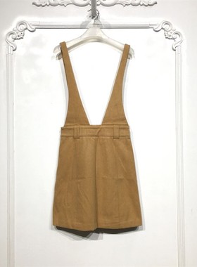 洛K系列 D85713 时尚毛呢背带短裙品牌女装折扣颦薪