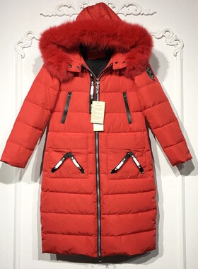 潮系列 8277S225 时尚真毛领羽绒服品牌女装折扣颦薪