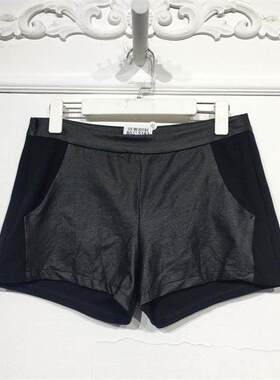 浪漫YS系列 8035S163 时尚pu毛呢拼接短裤品牌女装折扣颦薪