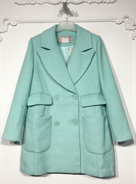 姿BR系列 D80919 时尚长款毛呢外套品牌女装折扣颦薪