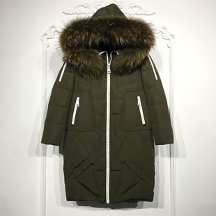 羽绒服品牌女装 N系列 真毛领长款 时尚 折扣颦薪 8129S032