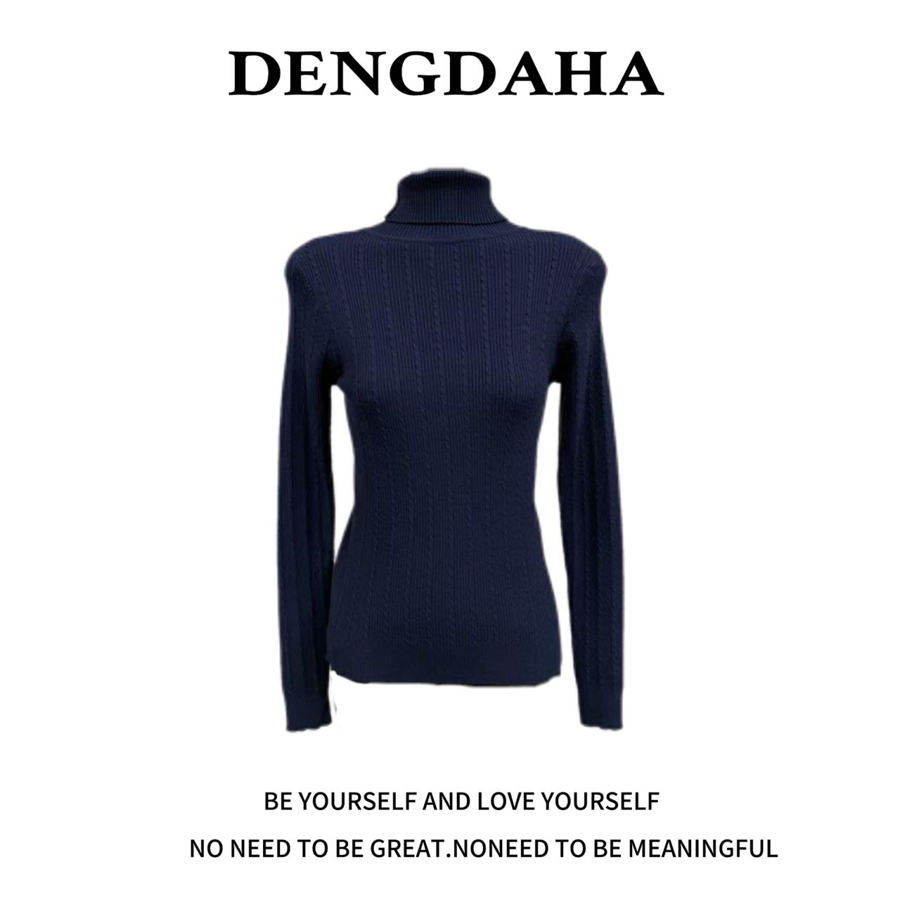 DENGDAHA「银河旷野」时尚气质简约高领修身长袖针织衫优雅L2108