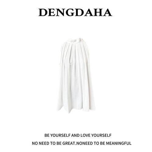 DENGDAHA「忘忧海岛」时尚小众简约宽松百搭休闲无袖上衣Z939