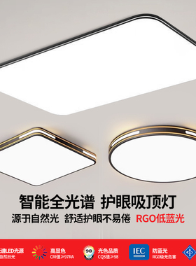 极简客厅灯吸顶灯主灯现代简约大气超薄护眼长方形办公室灯具套餐