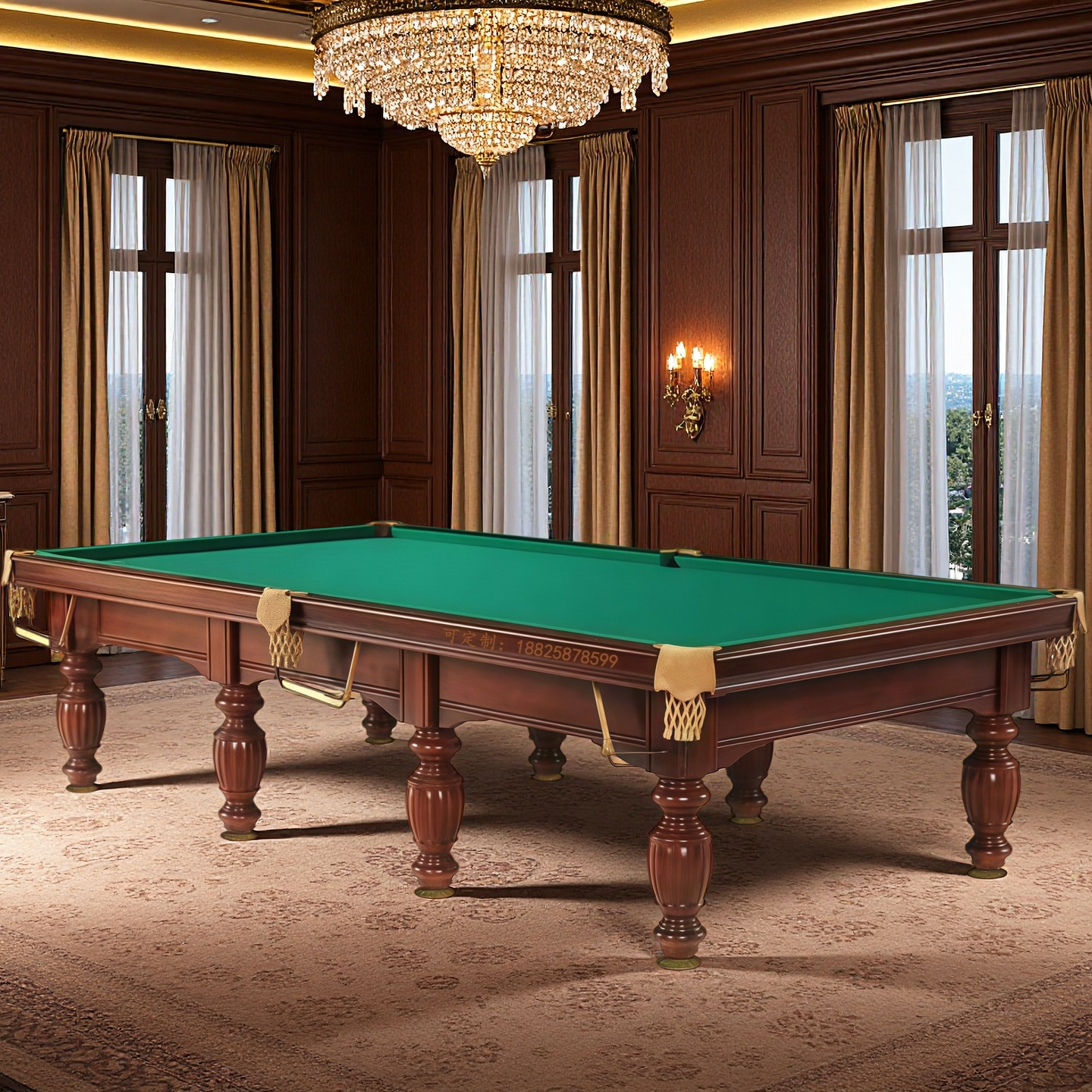 鑫球星俄罗斯桌球赛事标准成人中式黑八桌球商用青石俄式台球桌厂