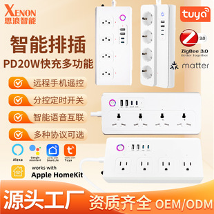Matter美欧英巴西规pd快充智能排插 usb多插位接线板wifi智能插座