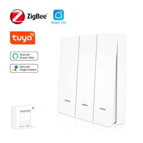 Zigbee智能家居3键场景按键开关 App遥控无线随意贴情景开关