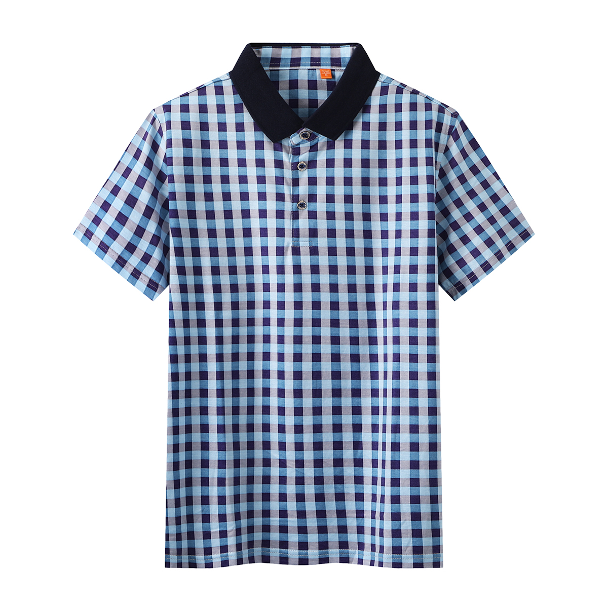 夏季格纹短袖polo衫品牌剪标