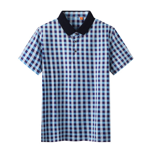 夏季格纹短袖polo衫品牌剪标