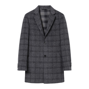 领商务休闲中长款 罗米欧男装 格纹西装 男士 双面呢大衣012 秋冬季