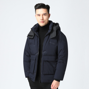 杉家撒柜捡漏品牌服饰 防风加厚保暖坑寒商务休闲男连帽羽绒服
