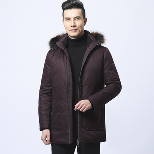 羽绒服大牌正品 撤柜jian标 可拆卸帽貉子毛条中长款 男士 冬季