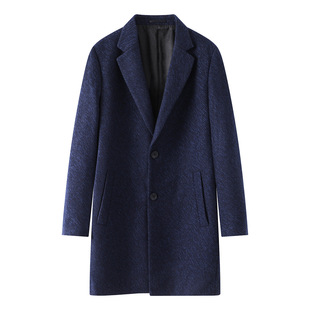 羊毛呢大衣外套 领单排扣中长款 剪牌清仓 西装 大牌撤柜jian标男装