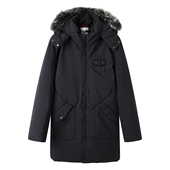 带帽可脱卸帽狐狸毛条中长款 高端品牌撒柜男装 羽绒服 白鸭绒外套