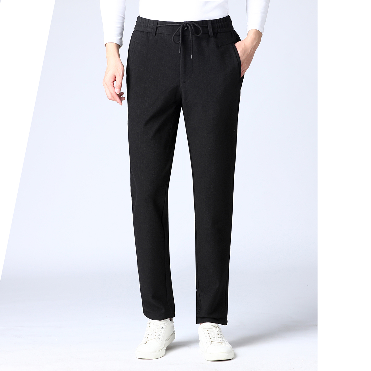 松紧抽绳海剪标休闲裤卫裤磨毛