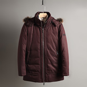 砖柜剪牌 羽绒服加厚保暖外套 带帽貉子毛条中长款 冬装 男士