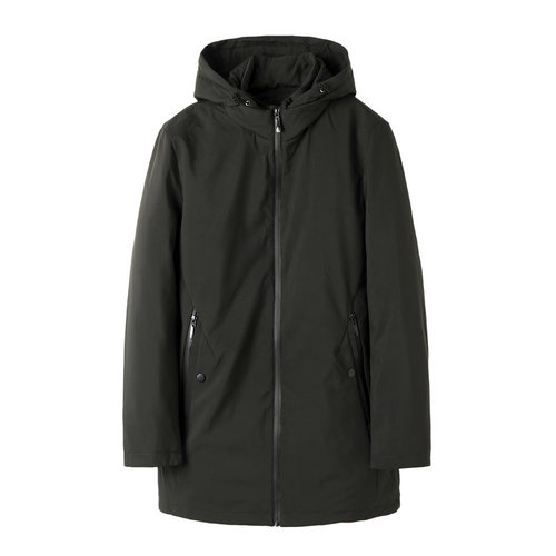 白鸭绒中长款羽绒服品牌剪标