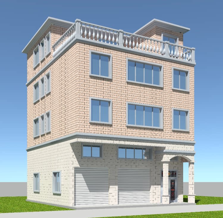 7三层半坡顶农村自建房楼房临街门面出租房建筑结构施工图