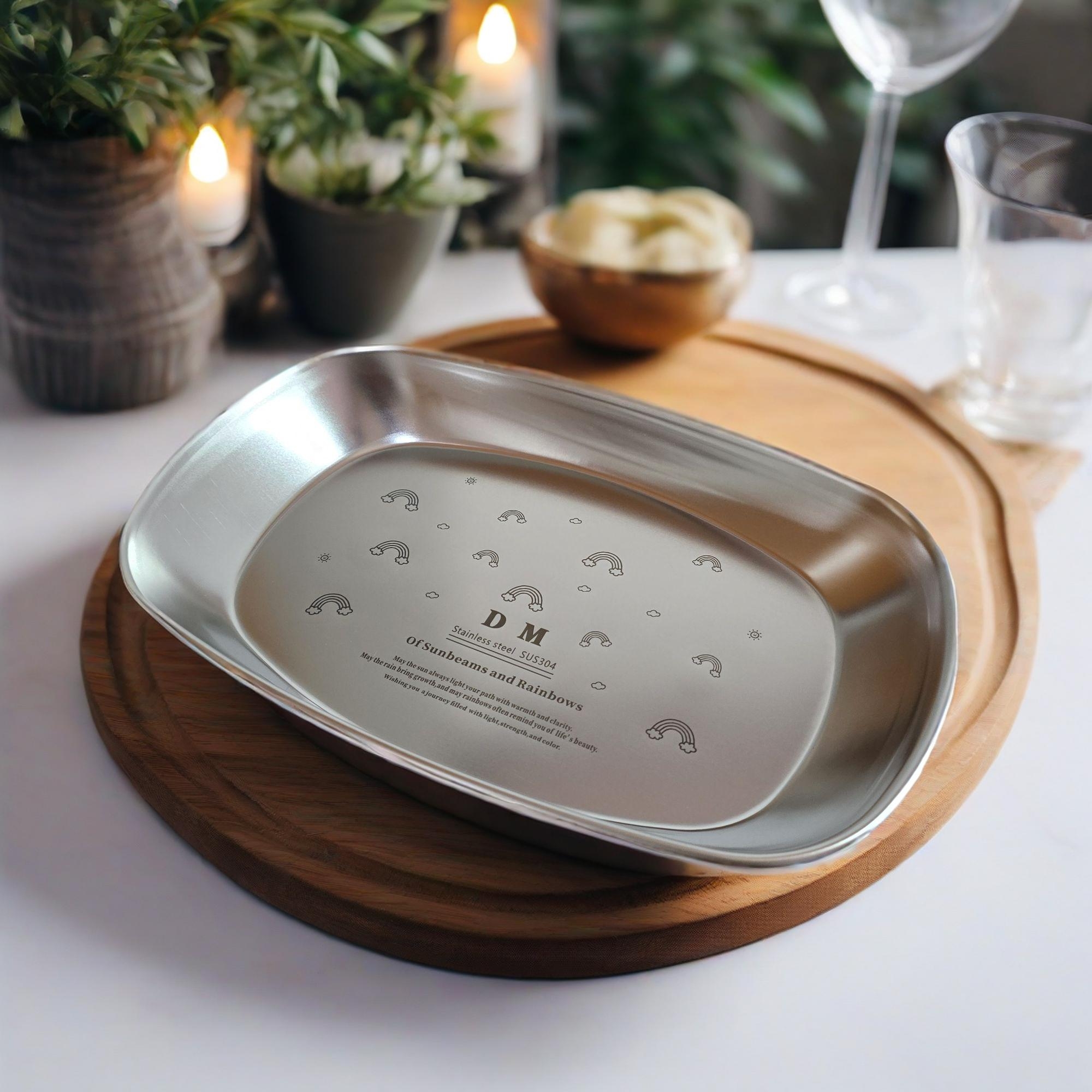 304食品级不锈钢雪花盘简约盘小吃盘