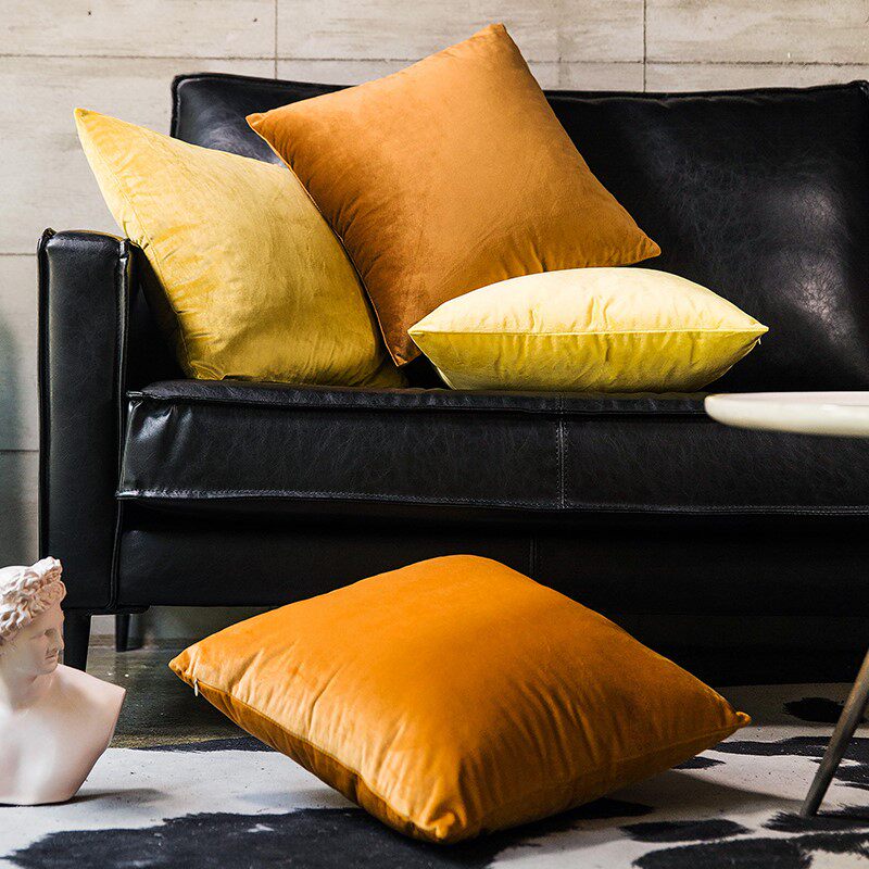 美奚沙发抱枕办公室靠背垫纯色床头北欧抱枕套客厅天鹅绒床头靠枕|ruв категории домашний ткань, подушка/подушка - от Buy2taobao.com для оказания профессиональной услуги покупки агента Taobao