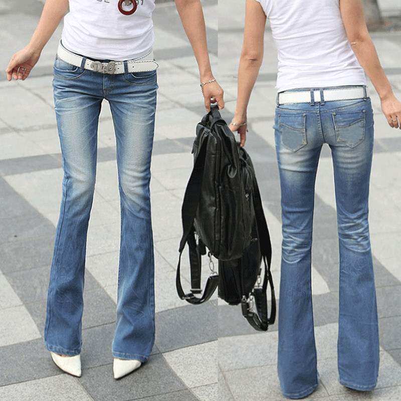 2018春秋新款蓝弹力中低腰修身女式微喇叭牛仔裤女夏韩版长裤|ruв категории Женская одежда, джинсы - от Buy2taobao.com для оказания профессиональной услуги покупки агента Taobao