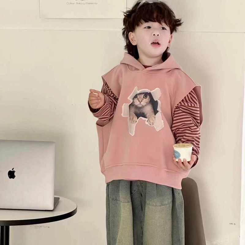 男童春装套装2025新款儿童帅气宝宝衣服韩版儿童马甲牛仔裤三件套