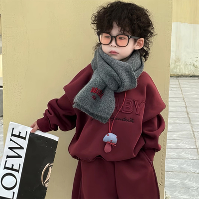 男童秋冬款加绒套装2025新款儿童冬装加厚卫衣宝宝运动两件套洋气