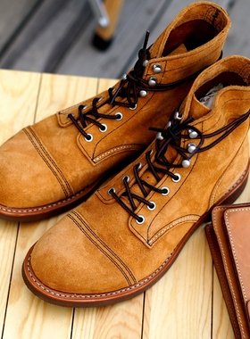 落日黄8083伞兵靴固特异缝制工艺工装靴男机车靴沙漠靴马丁靴子