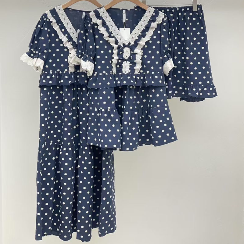 韩国LUNALUZ代购睡衣女2025夏甜美碎花可爱短袖裤家居服套装睡裙