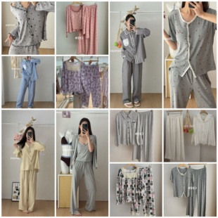 韩国balcony25春秋季睡衣甜美碎花休闲短袖裤家居服套装可外穿女