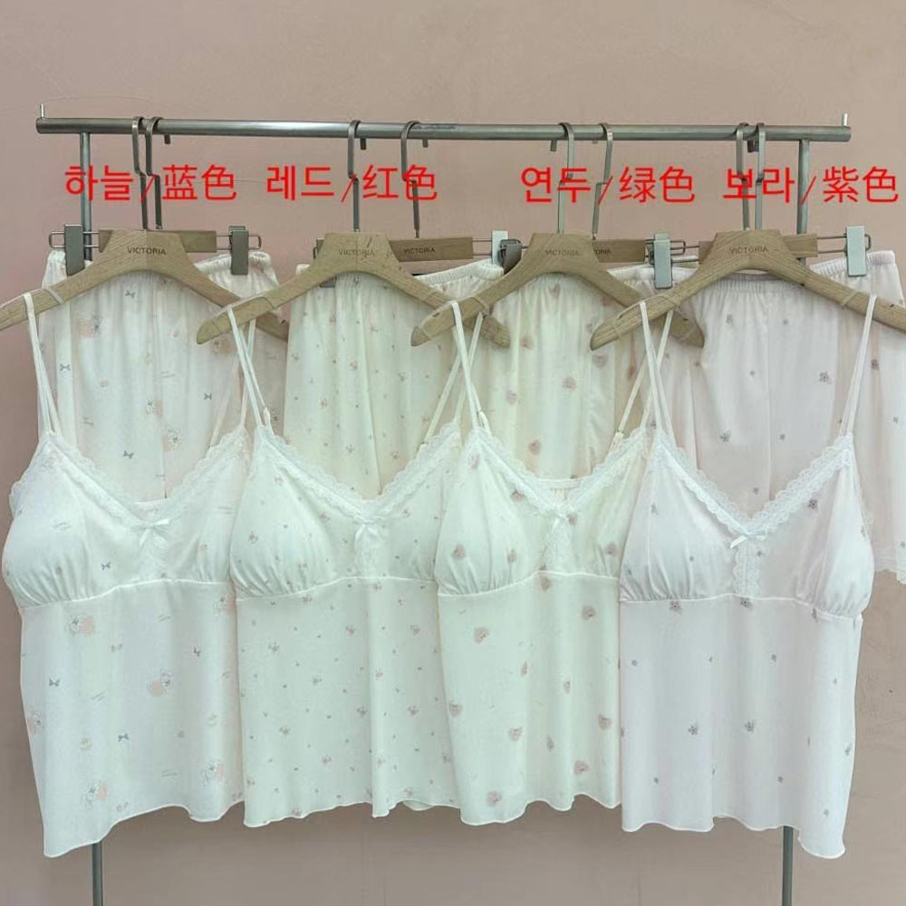 碎花吊带短裤睡衣家居服套装女